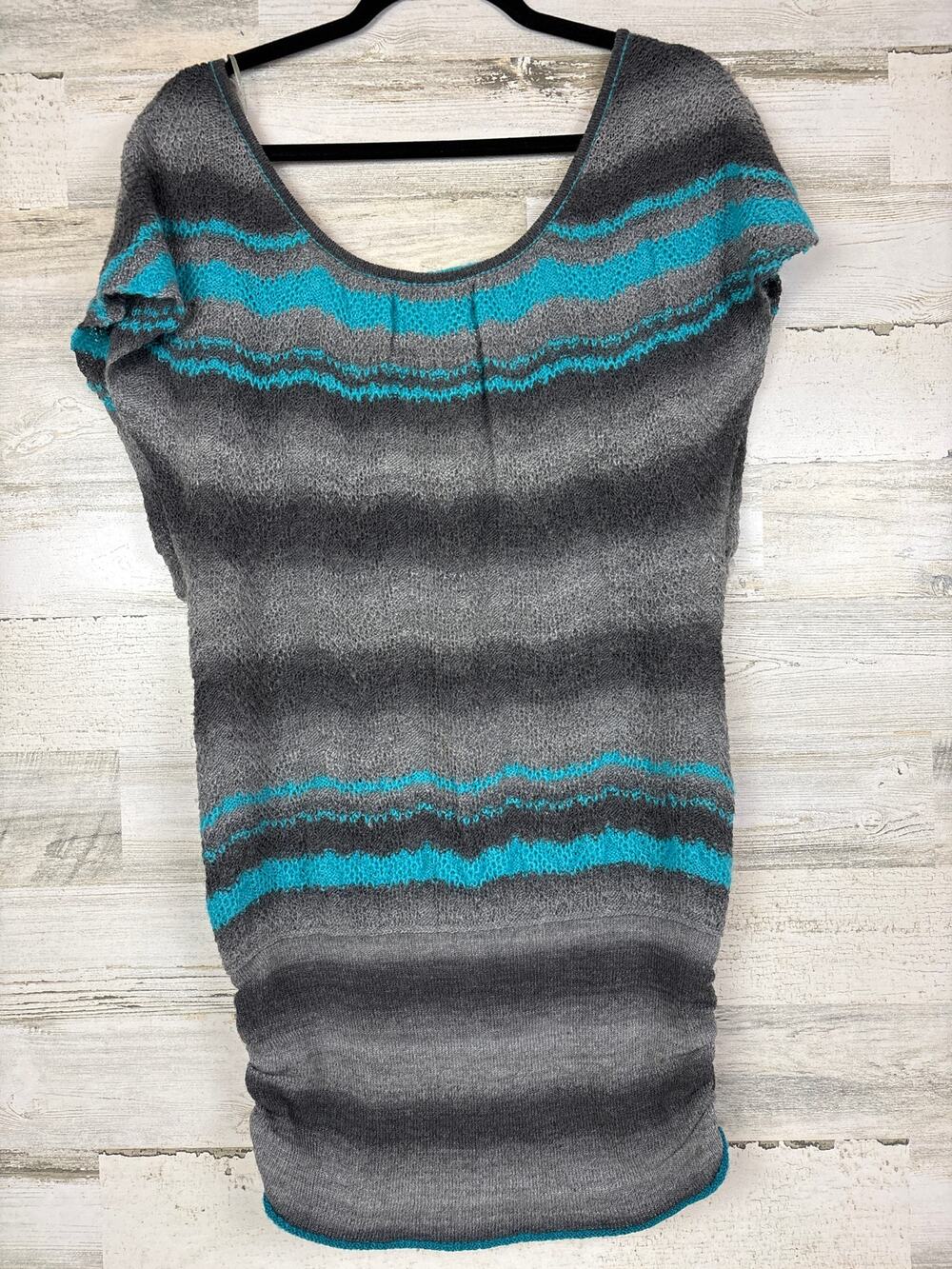 Free People Women’s S Blue Gray Wool Blend Vintage Rare Mini sweater Dress NWT